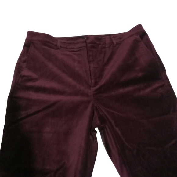 Lauren Ralph Lauren Black Label Burgundy Velvet Velour Straight leg Size 14 - Picture 2 of 8